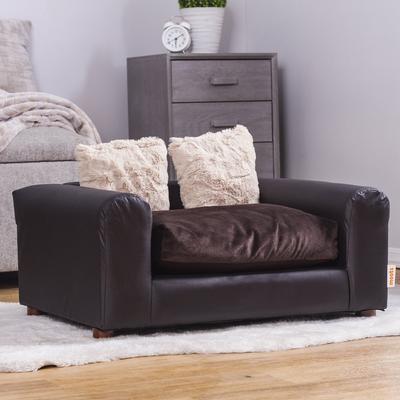 Show full view: Moots Premium Leatherette Sofa Removable Cover Orthopedic Elevated Cat & Dog Bed, Espresso, Medium slide 4 of 12