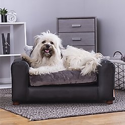 Moots Premium Leatherette Sofa Removable Cover Orthopedic Elevated Cat & Dog Bed, Black, Medium