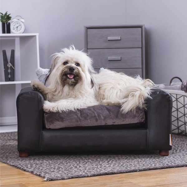 Moots Premium Leatherette Sofa Removable Cover Orthopedic Elevated Cat & Dog Bed, Black, Medium slide 1 of 11