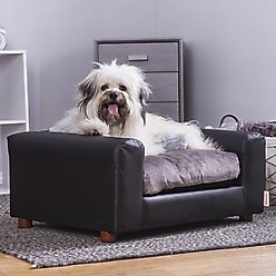 Moots Premium Leatherette Sofa Removable Cover Orthopedic Elevated Cat & Dog Bed, Black, Medium slide 2 of 9