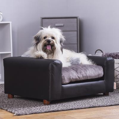 Show full view: Moots Premium Leatherette Sofa Removable Cover Orthopedic Elevated Cat & Dog Bed, Black, Medium slide 2 of 12