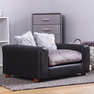 Show full view: Moots Premium Leatherette Sofa Removable Cover Orthopedic Elevated Cat & Dog Bed, Black, Medium slide 3 of 12