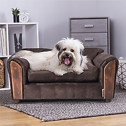 Moots VIP Microsuede Oak Couch Orthopedic Elevated Cat & Dog Bed with Removable Cover, Brown, Medium