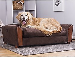 Moots VIP Microsuede Oak Couch Orthopedic Elevated Cat & Dog Bed with Removable Cover, Brown, Large