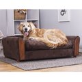 Moots VIP Microsuede Oak Couch Orthopedic Elevated Cat & Dog Bed w/ Removable Cover, Brown, Large