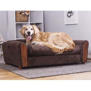 Moots VIP Microsuede Oak Couch Orthopedic Elevated Cat & Dog Bed with Removable Cover, Brown, Large