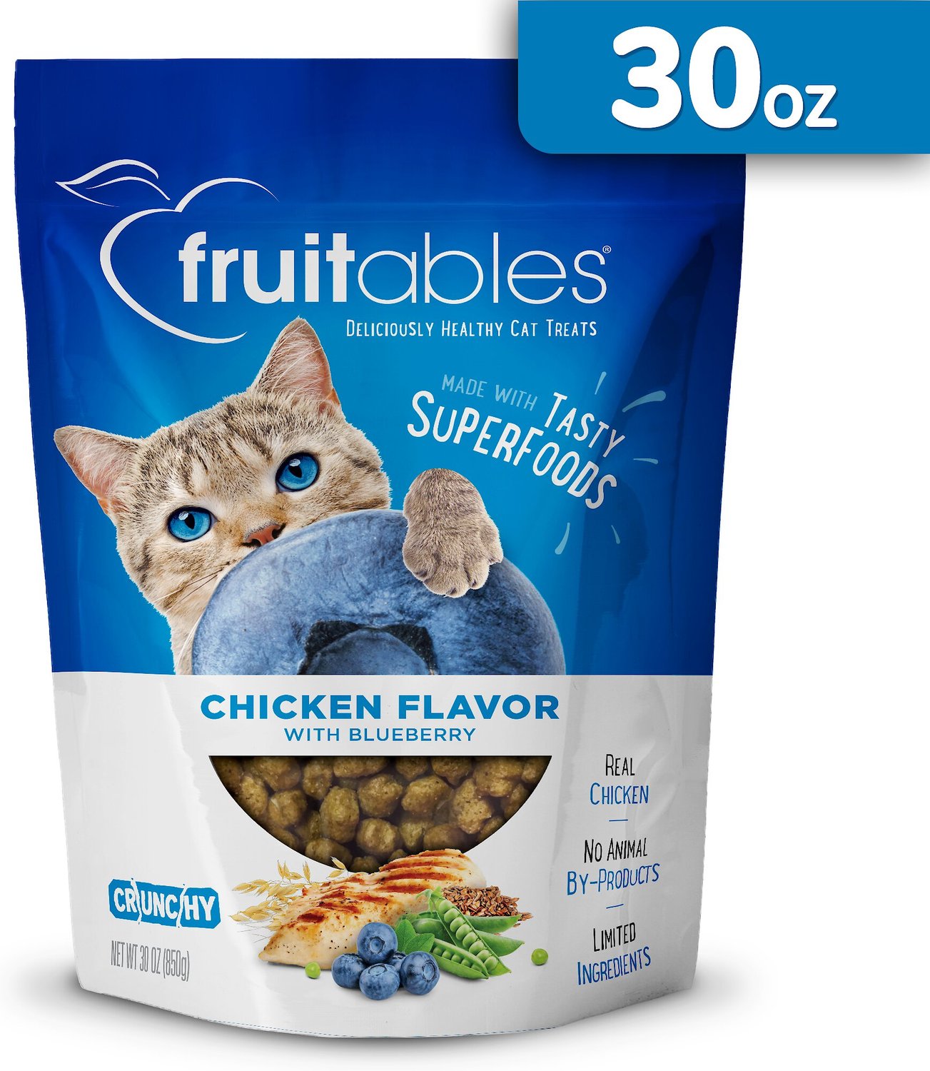 FRUITABLES Chicken & Blueberry Flavor Crunchy Cat Treats, 30oz bag