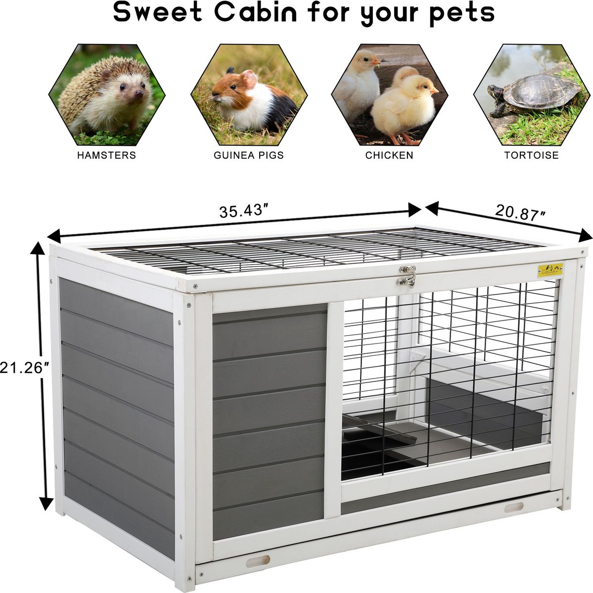 COZIWOW by Jaxpety Outdoor Wooden Rabbit Bunny Hutch Small Animal House ...