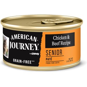 American Journey Senior Pate Chicken & Beef Recipe Canned Cat Food, 3-oz, case of 24