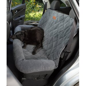 3 Dog Pet Supply Shearling Bolster Dog Car Seat Protector, Large, Gray