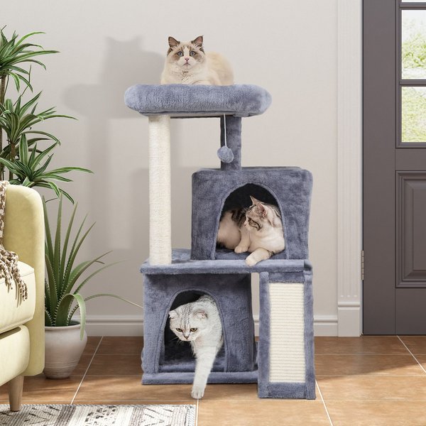 Coziwow by Jaxpety Faux Fur Cat Tree Tower & Condos with Scratch Posts, 34-inch, Grey slide 1 of 10