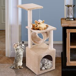 Coziwow by Jaxpety 36-in Cat Tree Play Center with Tunnel & Scratching Post, Beige