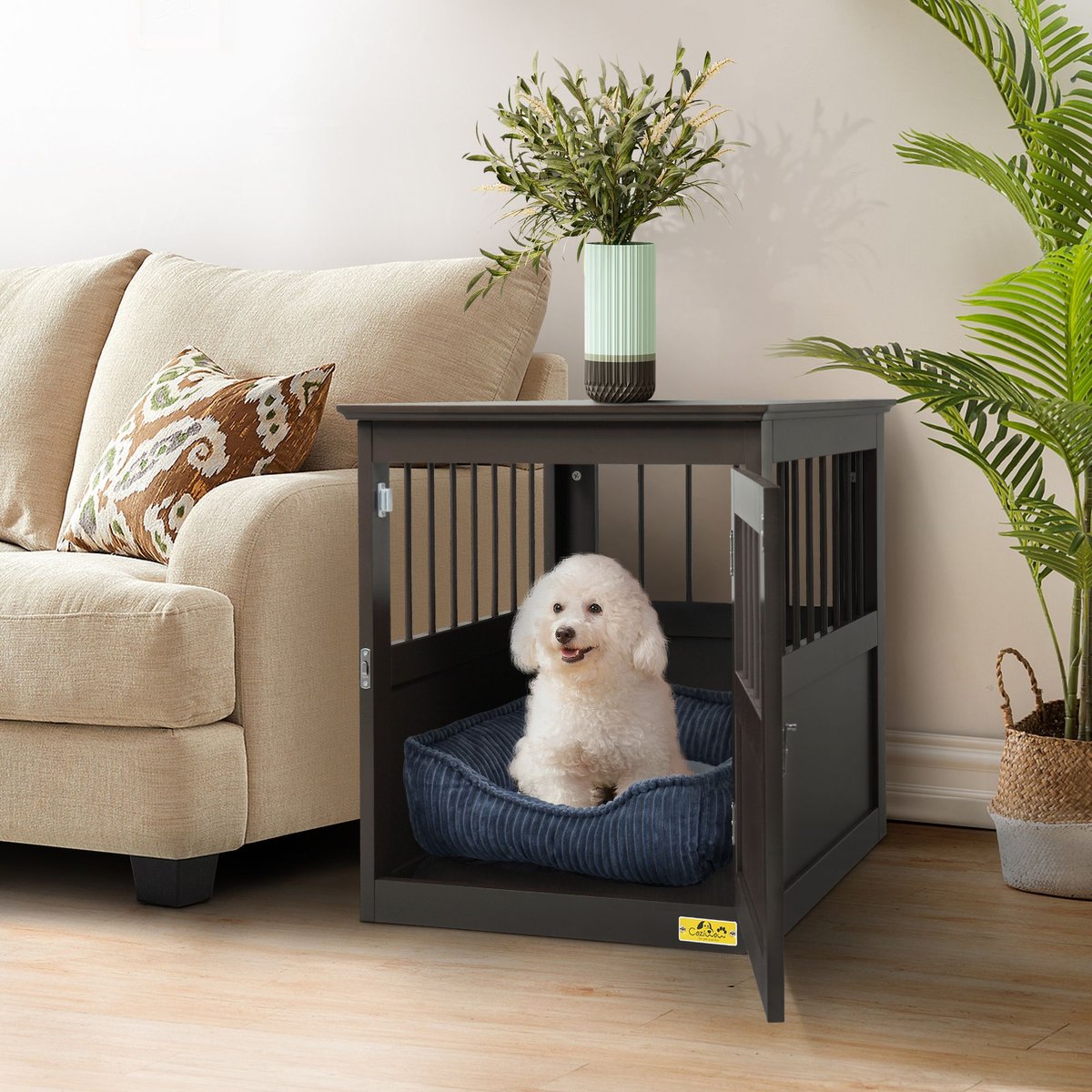 INTERNET'S BEST Double Door Furniture Style Dog Crate & End Table