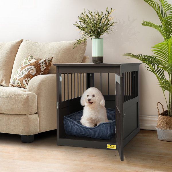 Coziwow by Jaxpety Single Door Furniture Style Wooden Dog Crate & End Table, Brown slide 1 of 10