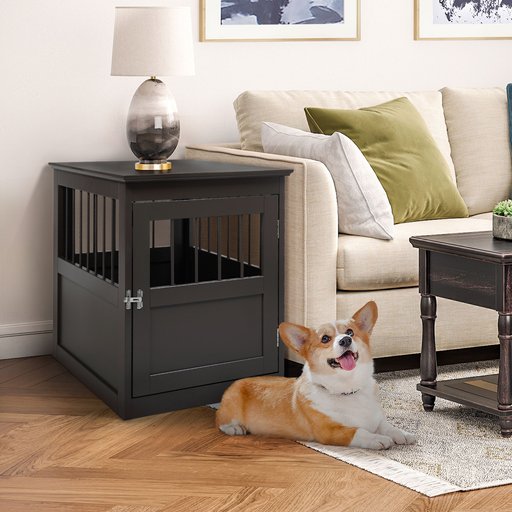 Coziwow by Jaxpety Single Door Furniture Style Wooden Dog Crate & End Table, Brown