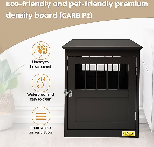 Coziwow by Jaxpety Single Door Furniture Style Wooden Dog Crate & End Table, Brown