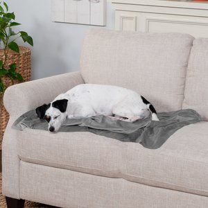 FurHaven Waterproof Velvet Dog & Cat Throw Blanket, Granite Gray, Medium