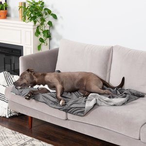 FurHaven Waterproof Velvet Dog & Cat Throw Blanket, Granite Gray, Large