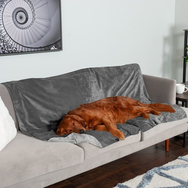 FurHaven Waterproof Velvet Dog & Cat Throw Blanket, Granite Gray, X-Large slide 1 of 9