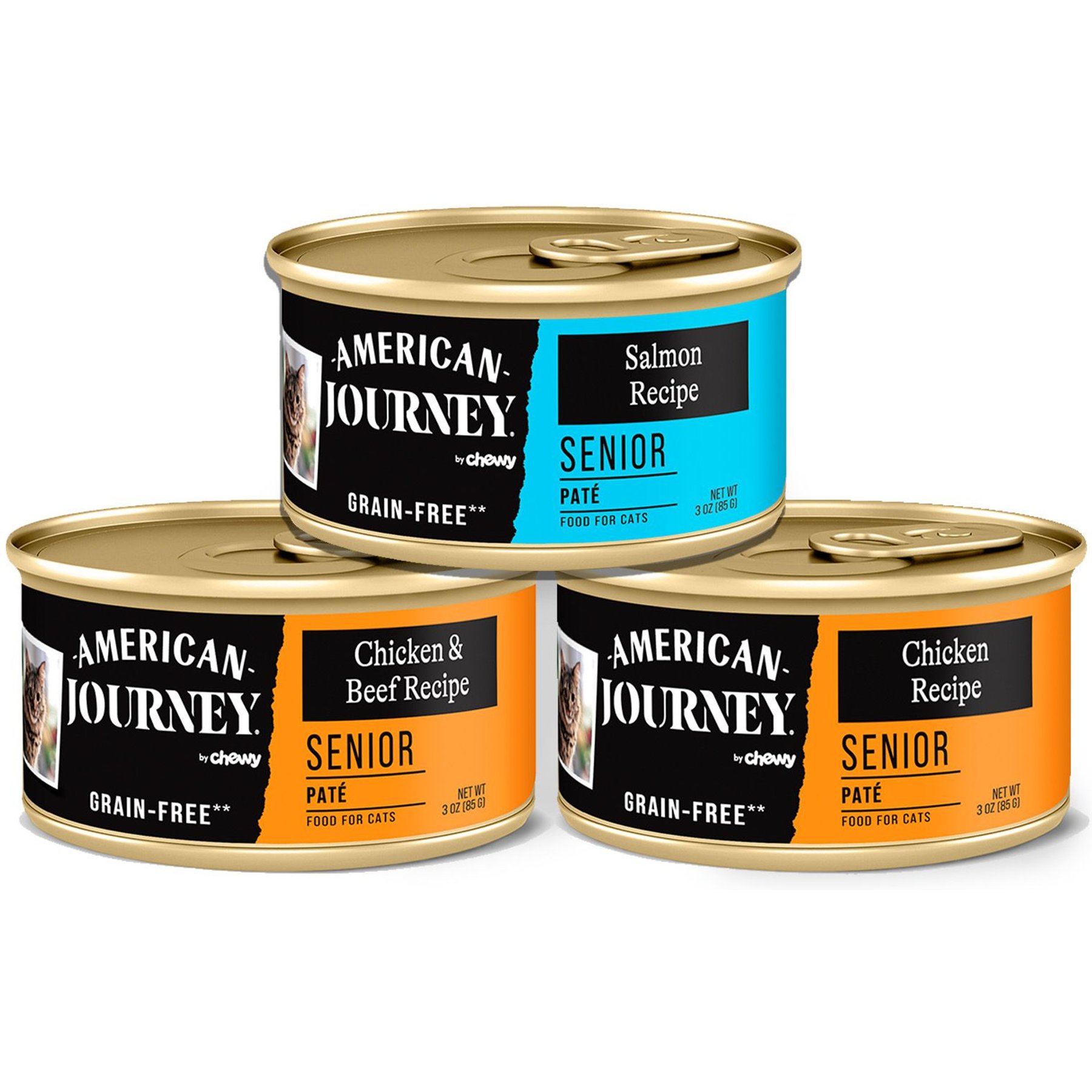 AMERICAN JOURNEY Pate Senior Wet Cat Food Variety Pack 3 oz can