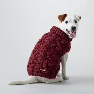 PAIKKA Handmade Knit Dog Sweater, Burgundy, 45