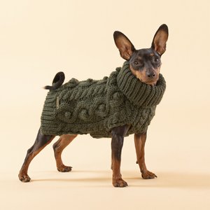 PAIKKA Handmade Knit Dog Sweater, Green, 35