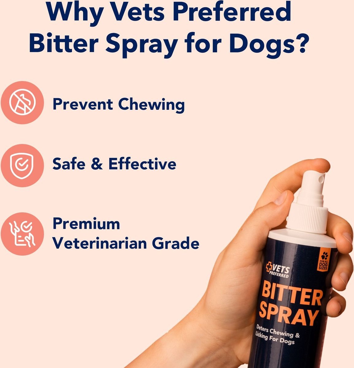 VETS PREFERRED Advanced Bitter Spray for Dogs, 8oz bottle