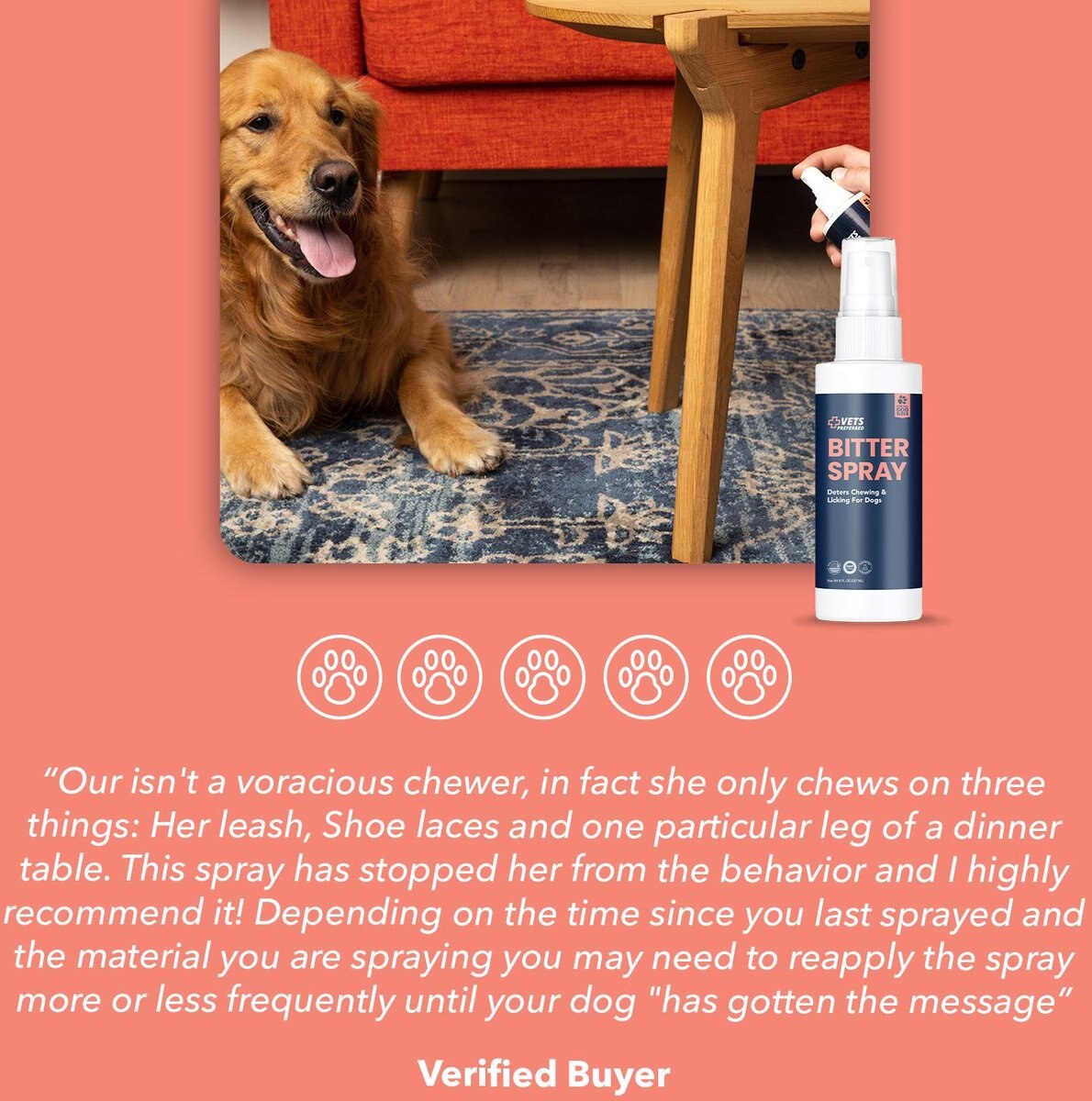 VETS PREFERRED Advanced Bitter Spray for Dogs, 8oz bottle