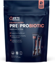 Vets Preferred Pre/Probiotic Chicken Flavored Powder Digestive Supplement for Dogs, 30 count