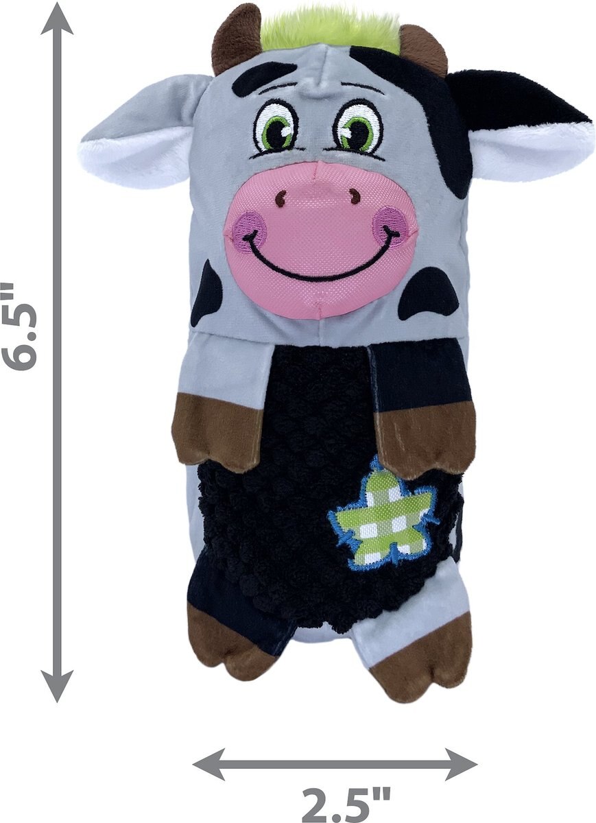 KONG Huggz Farmz Cow Squeaky Plush Dog Toy, Small