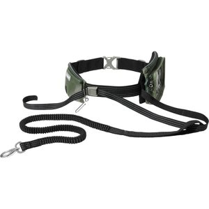 Frisco Outdoor Running Belt with Bungee Dog Leash, Green, SM