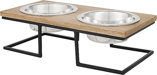Frisco Premium Modern Wood Elevated Double Diner Dog & Cat Bowl, Medium: 3 cup slide 1 of 5
