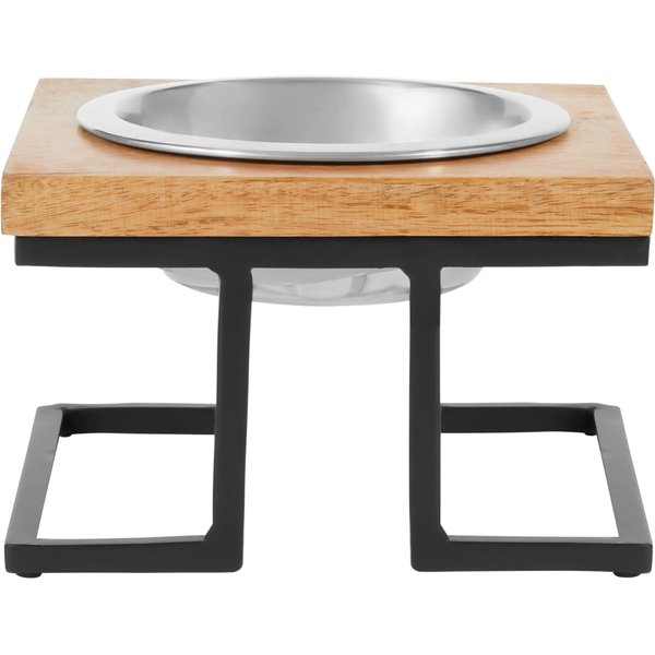 FRISCO Premium Modern Wood Elevated Single Dog & Cat Bowl, Small 1.5