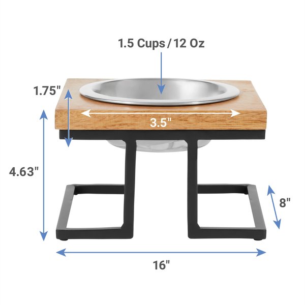 Frisco Premium Modern Wood Elevated Single Dog & Cat Bowl