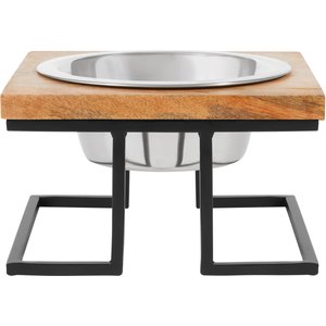 Frisco Premium Modern Wood Elevated Single Dog & Cat Bowl, Medium: 3 cup