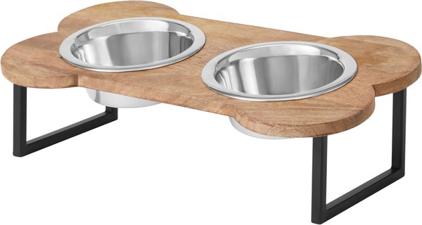 Frisco Wooden Elevated Dog & Cat Diner, 2-Cup