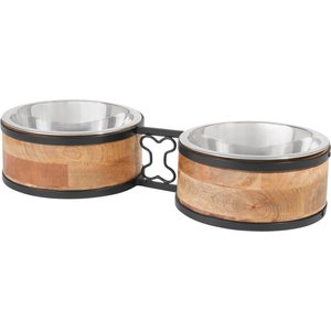 Frisco Premium Bone Design Elevated Double Diner Dog & Cat Bowl, 7 Cups