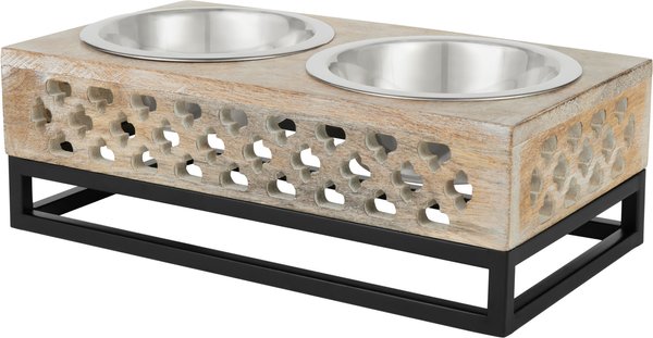 Frisco Premium Wooden Elevated Double Diner Dog & Cat Bowl, 3 Cup slide 1 of 6