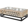 Frisco Premium Wooden Elevated Double Diner Dog & Cat Bowl, Medium: 3 cup