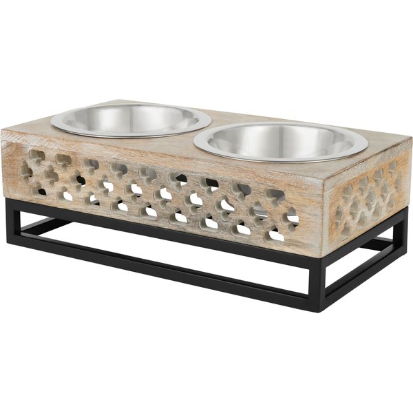 Frisco Copper Stainless Steel Elevated Foldable Double Dog & Cat Bowls, 5.75 Cups