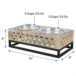 Frisco Premium Wooden Elevated Double Diner Dog & Cat Bowl, Medium: 3 cup slide 2 of 5