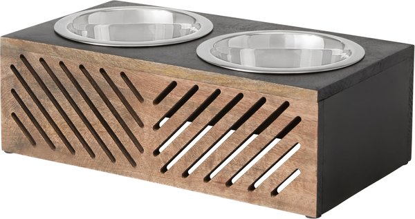 Frisco Premium Wooden with Stainless Steel Elevated Double Diner Dog & Cat, 3 Cup slide 1 of 7