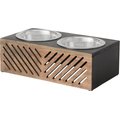 Frisco Premium Wooden with Stainless Steel Elevated Double Diner Dog & Cat, 3 Cup