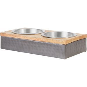 Frisco Premium Stainless Steel Double Diner Dog & Cat Bowl, Black, 3 Cup