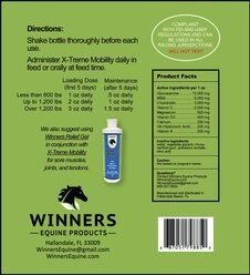 Winners Equine Products X-TREME MOBILITY Joint HA + Bone Health Horse Supplement, 1-qt bottle slide 2 of 2