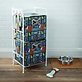 Paw Prints Pet Station Three Shelf Flip Hook Collapsible Dog Bins, White, Large