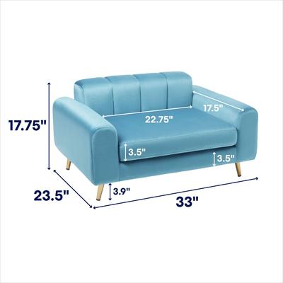 Show full view: Frisco Elevated Art Deco Dog & Cat Sofa Bed with Removable Cover, Teal Blue, Medium slide 2 of 6