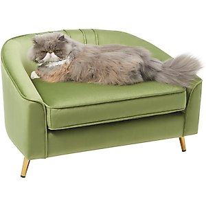 Frisco Elevated Curved Dog & Cat Sofa Bed with Removable Cover, Olive Green