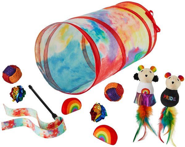 Frisco Pride Plush, Teaser, Ball, Tunnel Variety Pack Cat Toy with Catnip, 10 count slide 1 of 6