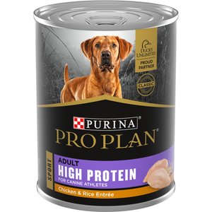 Purina Pro Plan Sport High Protein Chicken & Rice Entrée Wet Dog Food, 13-oz can, case of 12